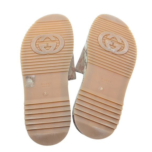 Gucci Angelina Burgundy Ruggine GG Monogram Logo Platform Slide Sandal EU 39 - Picture 10 of 11